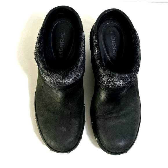 Merrell Luxe Wrap Black Studded Leather Mules Clogs Comfort Shoes Size 36 US 6 - Picture 2 of 11